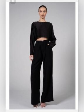 REVOLVE Nonchalant Label Fabi Black Wide Leg Trousers High Waisted Chic Size L